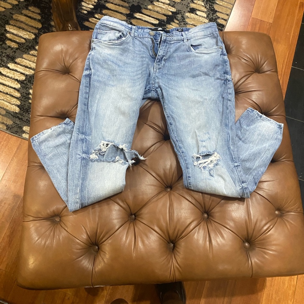 Jordan Craig Light Blue Distressed Men's Skinny Jeans